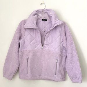 NWT JCrew Quilted Sherpa Half-zip pullover Size XXS Dusty Mauve